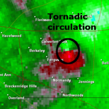Tornadic circulation on velocity